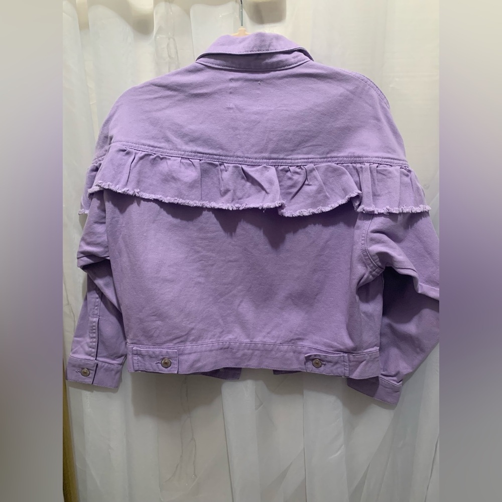 Love Tree Lavender Ruffle Jean Jacket - Picture 5 of 8